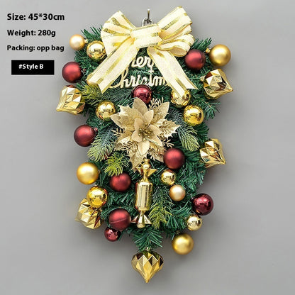Christmas Decoration Upside Down Christmas Tree Horn Rattan Christmas Wreath